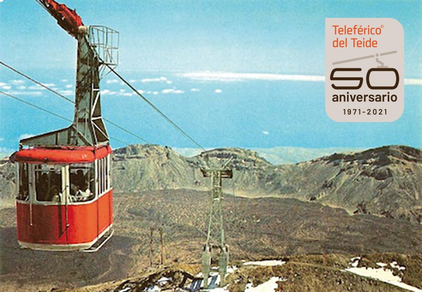 Imagen del teleférico del Teide en su 50 aniversario, con la cabina original Imagen del teleférico del Teide en su 50 aniversario, con la cabina original